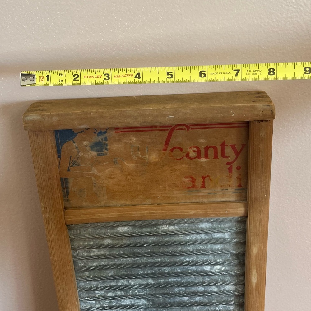 Vintage Scanty Handy Wooden Washboard with Metal Scrubbing Surface for Lingerie - Picture 4 of 9